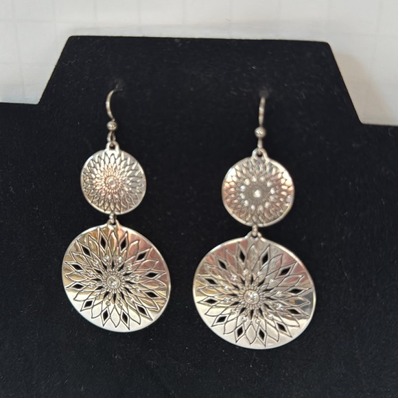 Brighton Earrings Sunburst Duo Drop with Rhinestone Crystals French Wire - Picture 2 of 9